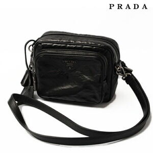 Prada Shoulder Bag Nappa Lamb Leather Nero Black Strap